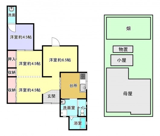 八尾市太田、中古一戸建ての間取り画像です