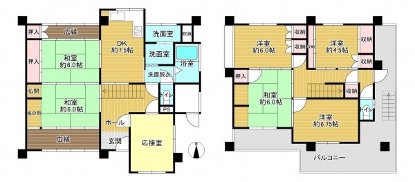 八尾市南木の本、中古一戸建ての間取り画像です
