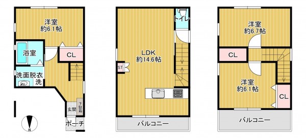 八尾市八尾木北、新築一戸建ての間取り画像です