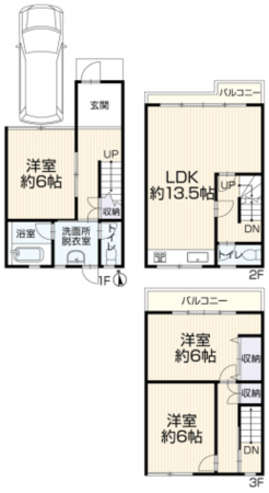 八尾市明美町、中古一戸建ての間取り画像です
