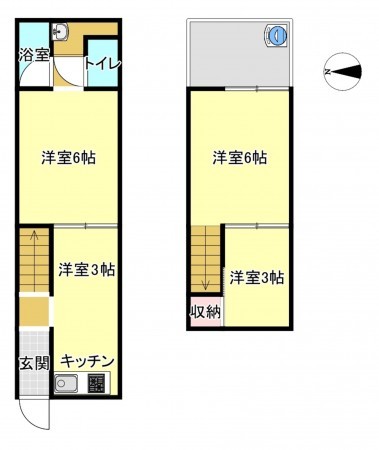 八尾市松山町、中古一戸建ての間取り画像です