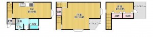 八尾市南本町、中古一戸建ての間取り画像です