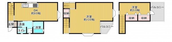 八尾市南本町、中古一戸建ての間取り画像です