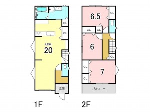 八尾市山城町、新築一戸建ての間取り画像です