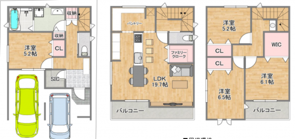 八尾市東本町、中古一戸建ての間取り画像です