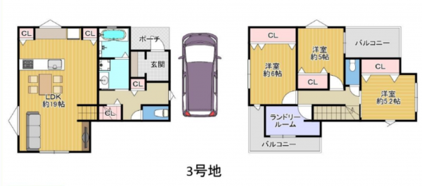 八尾市老原、新築一戸建ての間取り画像です