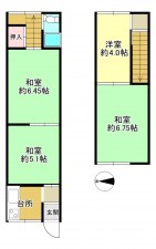 八尾市佐堂町、中古一戸建ての間取り画像です