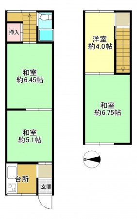 八尾市佐堂町、中古一戸建ての間取り画像です