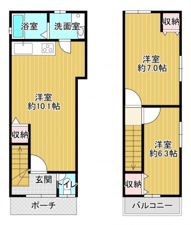 八尾市南植松町、中古一戸建ての間取り画像です