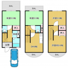 八尾市山本町南、中古一戸建ての間取り画像です