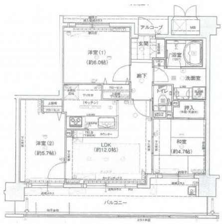 八尾市志紀町南、マンションの間取り画像です