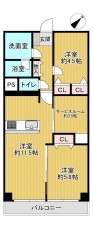八尾市志紀町南、マンションの間取り画像です