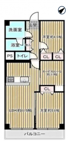 八尾市志紀町南、マンションの間取り画像です