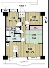 八尾市竹渕西、マンションの間取り画像です