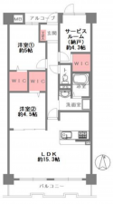 八尾市本町、マンションの間取り画像です