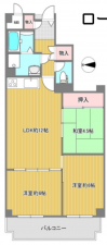 八尾市東太子、マンションの間取り画像です