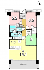 八尾市龍華町、マンションの間取り画像です