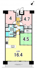 八尾市安中町、マンションの間取り画像です