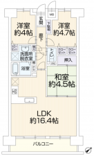 八尾市安中町、マンションの間取り画像です