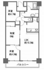 八尾市植松町、マンションの間取り画像です