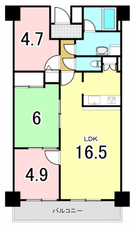 八尾市植松町、マンションの間取り画像です
