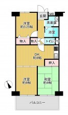 八尾市安中町、マンションの間取り画像です