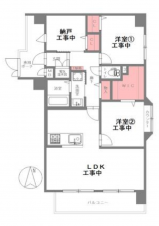 八尾市光町、マンションの間取り画像です