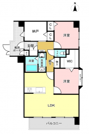 八尾市光町、マンションの間取り画像です