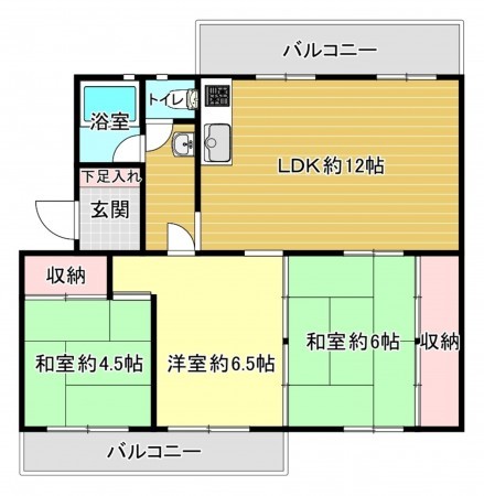 八尾市曙町、マンションの間取り画像です