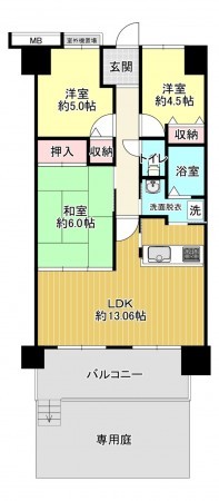 八尾市天王寺屋、マンションの間取り画像です