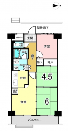 八尾市志紀町南、マンションの間取り画像です