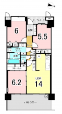 八尾市永畑町、マンションの間取り画像です