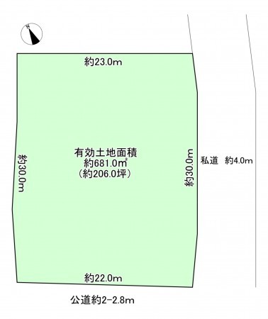 八尾市服部川、土地の間取り画像です