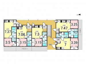 八尾市太田、収益物件/アパートの間取り画像です
