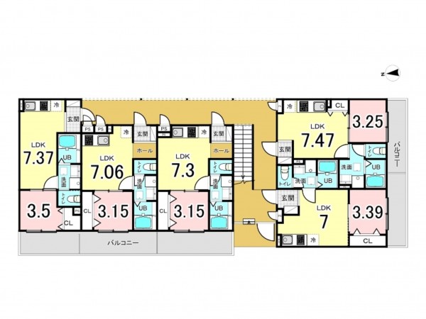 八尾市太田、収益物件/アパートの間取り画像です