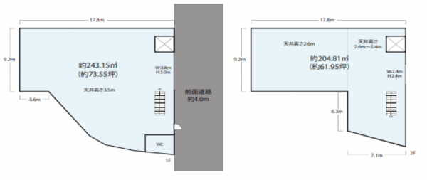 八尾市渋川町、収益物件/倉庫の間取り画像です