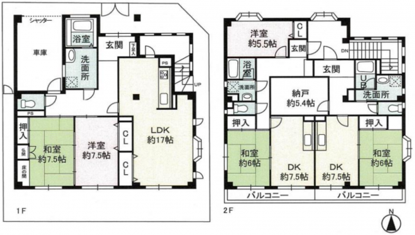 八尾市刑部、収益物件/マンションの間取り画像です