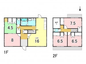 八尾市久宝園、中古一戸建ての間取り画像です