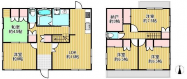 八尾市久宝園、中古一戸建ての間取り画像です