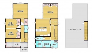 八尾市山本町南、新築一戸建ての間取り画像です