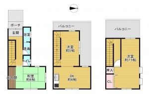 八尾市安中町、中古一戸建ての間取り画像です