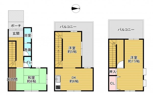 八尾市安中町、中古一戸建ての間取り画像です