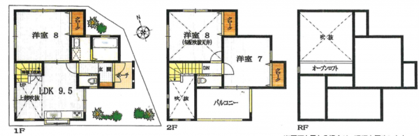 八尾市渋川町、中古一戸建ての間取り画像です