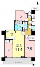 八尾市龍華町、マンションの間取り画像です