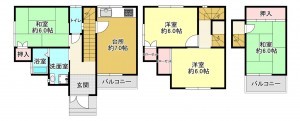 八尾市福万寺町南、中古一戸建ての間取り画像です