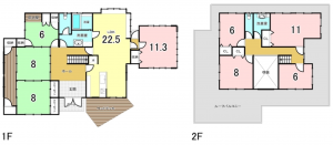 八尾市服部川、中古一戸建ての間取り画像です