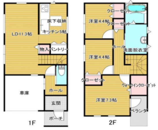 八尾市山本町北、新築一戸建ての間取り画像です