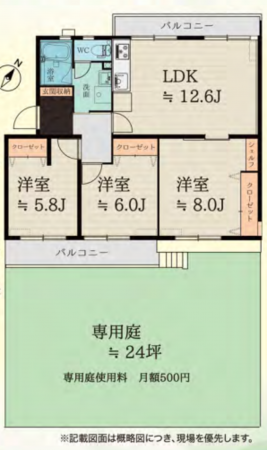 八尾市曙町、マンションの間取り画像です