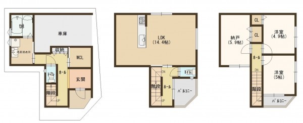八尾市南植松町、新築一戸建ての間取り画像です