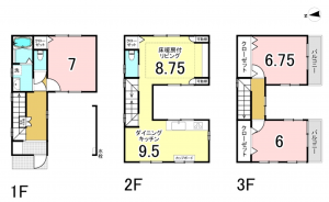 八尾市、中古一戸建ての間取り画像です